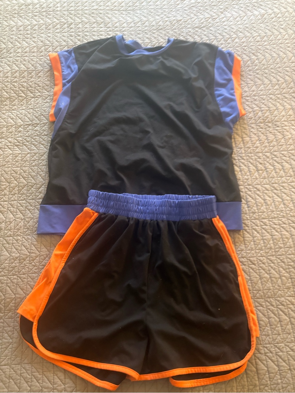 Retro Jogging Set with Orange Trim and Blue Accents